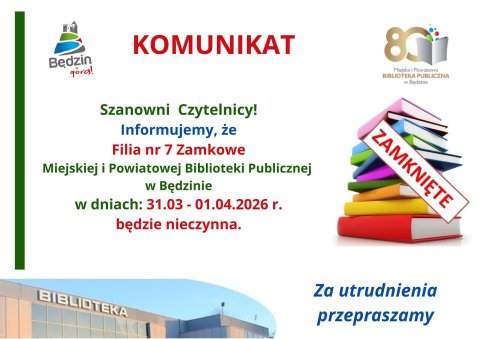 Komunikat dot. pracy Filii nr 7 - Zamkowe